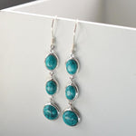 Sterling Silver Long Turquoise Earrings (MJ753F) by Gexist®