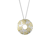 Sterling Silver Necklace and Bicolor Pendant with Multi Edelweiss Pattern by Gexist®