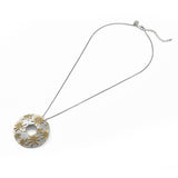 Sterling Silver Necklace and Bicolor Pendant with Multi Edelweiss Pattern by Gexist®