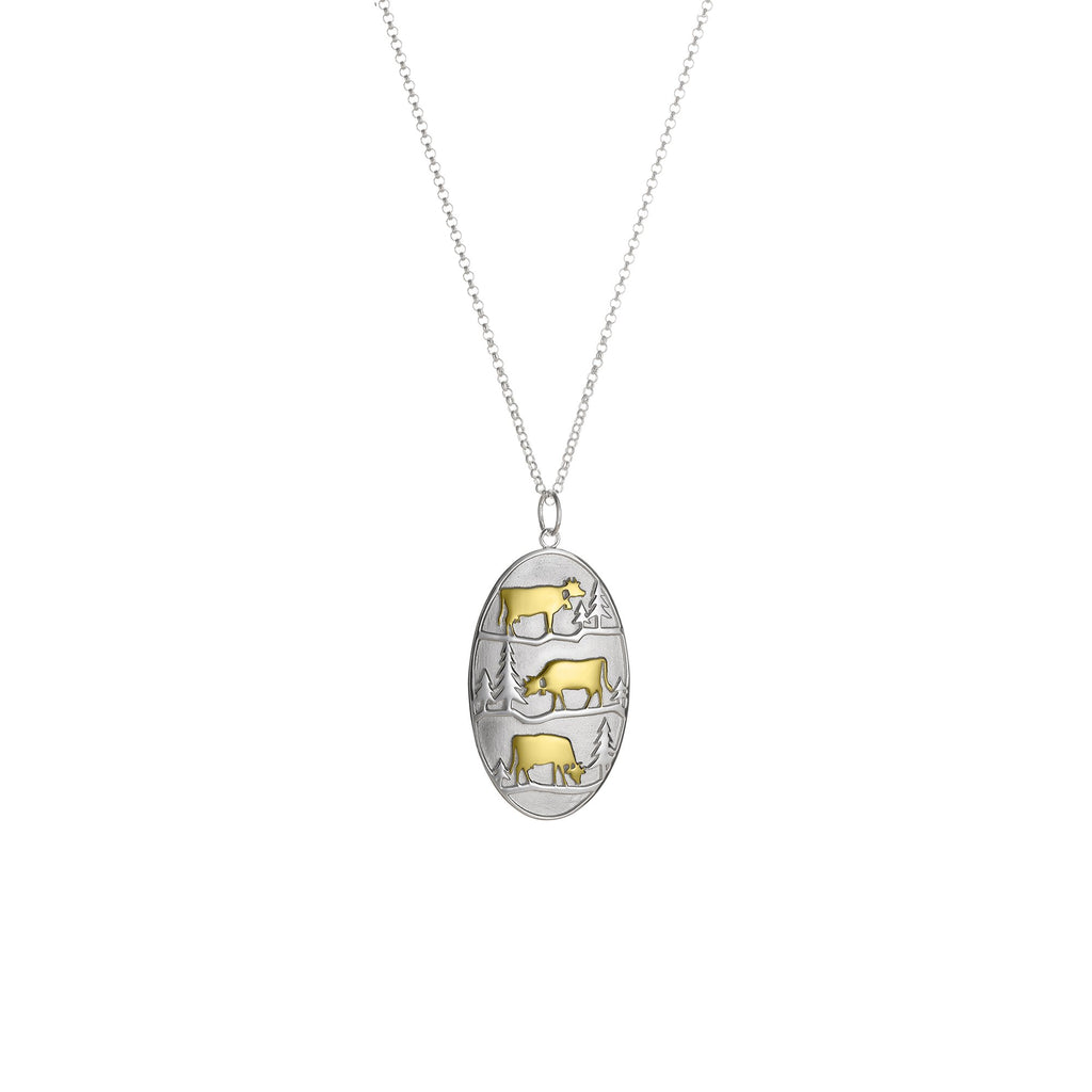 Sterling Silver Necklace and Bicolor Pendant with Poya Pattern by Gexist®
