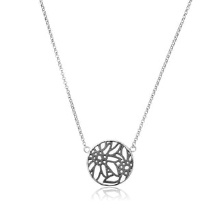 Sterling Silver Necklace and Pendant with filigree Edelweiss motif by Gexist®