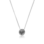 Sterling Silver Necklace and domed profile Pendant with Edelweiss motif by Gexist®