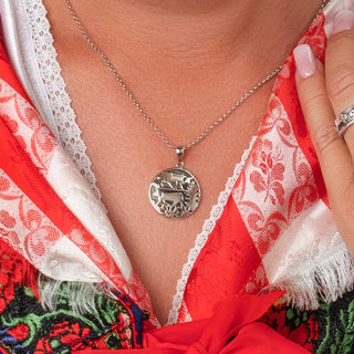 Sterling Silver Necklace and domed profile Pendant with Poya Pattern by Gexist®