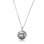 Sterling Silver Necklace and domed profile Pendant with Poya Pattern by Gexist®