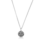 Sterling Silver Necklace and flat profile Pendant Edelweiss Pattern by Gexist®