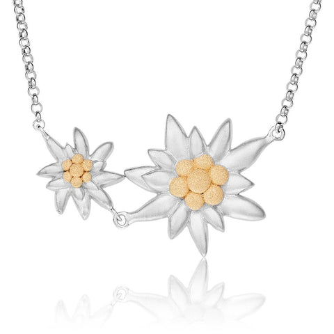 Sterling Silver Necklace with Bicolor Edelweiss Fall Pendant by Gexist®