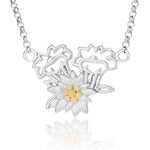 Sterling Silver Necklace with Bicolor Edelweiss and Gentian Pendant by Gexist®