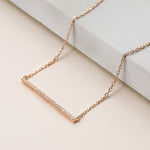 Sterling Silver Pavé Bar Necklace (MX1360) by Gexist®