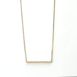 Sterling Silver Pavé Bar Necklace (MX1360) by Gexist®