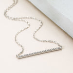 Sterling Silver Pavé Bar Necklace (MX1360) by Gexist®