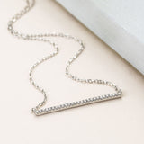 Sterling Silver Pavé Bar Necklace (MX1360) by Gexist®