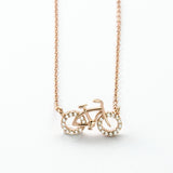 Sterling Silver Pavé Bicycle Necklace (MX1354) by Gexist®