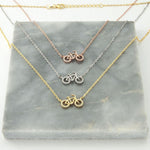 Sterling Silver Pavé Bicycle Necklace (MX1354) by Gexist®
