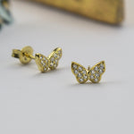 Sterling Silver Pavé Butterfly Stud Earrings (MX1375) by Gexist®