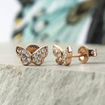 Sterling Silver Pavé Butterfly Stud Earrings (MX1375) by Gexist®