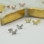 Sterling Silver Pavé Butterfly Stud Earrings (MX1375) by Gexist®