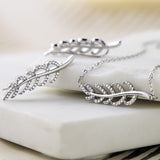Sterling Silver Pavé Fern Necklace (MX1365N) by Gexist®