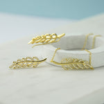 Sterling Silver Pavé Fern Necklace (MX1365N) by Gexist®