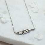 Sterling Silver Pavé Fern Necklace (MX1365N) by Gexist®