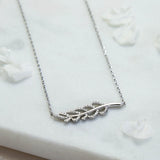 Sterling Silver Pavé Fern Necklace (MX1365N) by Gexist®