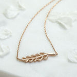 Sterling Silver Pavé Fern Necklace (MX1365N) by Gexist®