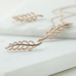 Sterling Silver Pavé Fern Necklace (MX1365N) by Gexist®