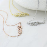 Sterling Silver Pavé Fern Necklace (MX1365N) by Gexist®