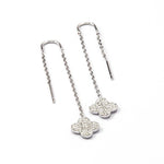 Sterling Silver Pavé Flower Threader Earrings (MX1381E) by Gexist®