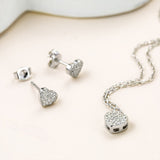 Sterling Silver Pavé Heart Necklace (MX1359N) by Gexist®