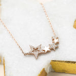Sterling Silver Pavé Stars Necklace (MX1355N) by Gexist®