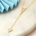 Sterling Silver Pavé Triangle Drop Necklace (MX1356) by Gexist®