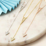 Sterling Silver Pavé Triangle Drop Necklace (MX1356) by Gexist®