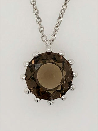 Sterling Silver Pendant with Swiss Stone Smoky Quartz by Gexist®
