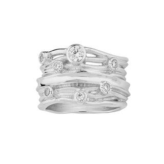 Sterling Silver Ring interlaced with Zirconia by Gexist®