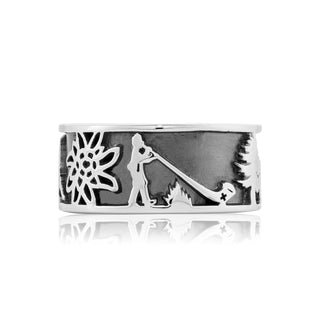 Sterling Silver Ring with Bouquetin, Matterhorn, Edelweiss and Alphorn by Gexist®