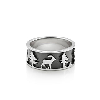 Sterling Silver Ring with Bouquetin, Matterhorn, Edelweiss and Alphorn by Gexist®