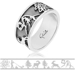Sterling Silver Ring with Bouquetin, Matterhorn, Edelweiss and Alphorn by Gexist®