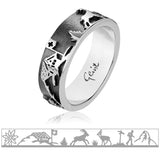 Sterling Silver Ring with Ibex, Matterhorn, Edelweiss, Hiker and Chalet by Gexist®