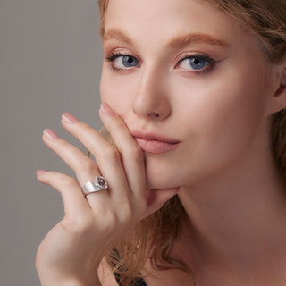 Sterling Silver Ring with Swiss Stone Cristal Quartz by Gexist®