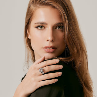 Sterling Silver Ring with Swiss Stone Cristal Quartz by Gexist®