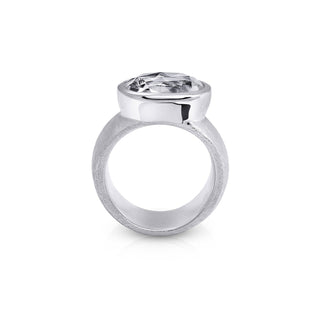 Sterling Silver Ring with Swiss Stone Cristal Quartz by Gexist®