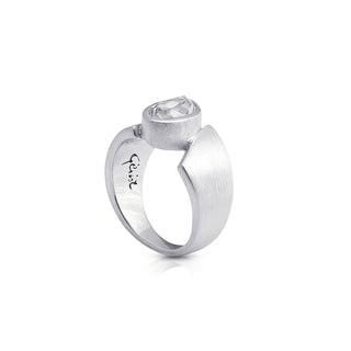 Sterling Silver Ring with Swiss Stone Cristal Quartz by Gexist®