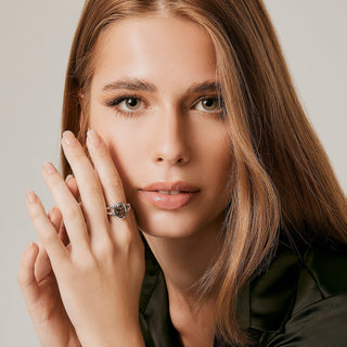 Sterling Silver Ring with Swiss Stone Smoky Quartz by Gexist®