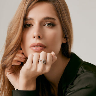 Sterling Silver Ring with Swiss Stone Smoky Quartz by Gexist®