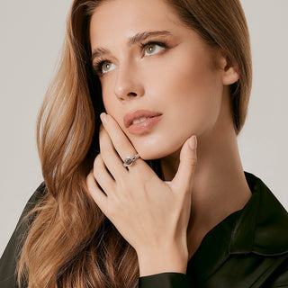 Sterling Silver Ring with Swiss Stone Smoky Quartz by Gexist®