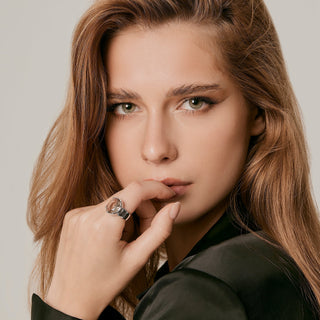 Sterling Silver Ring with Swiss Stone Smoky Quartz by Gexist®