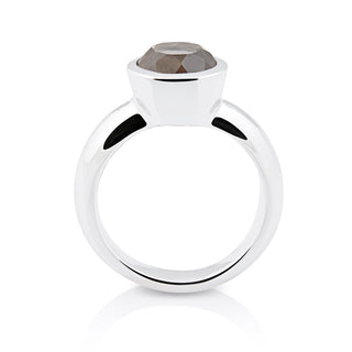 Sterling Silver Ring with Swiss Stone Smoky Quartz by Gexist®