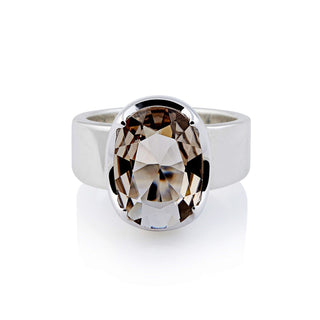 Sterling Silver Ring with Swiss Stone Smoky Quartz by Gexist®