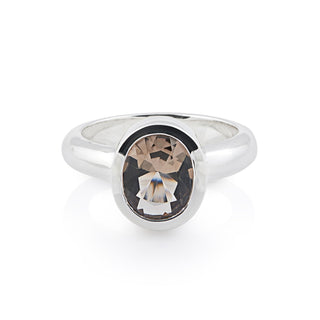 Sterling Silver Ring with Swiss Stone Smoky Quartz by Gexist®