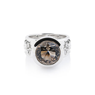 Sterling Silver Ring with Swiss Stone Smoky Quartz by Gexist®